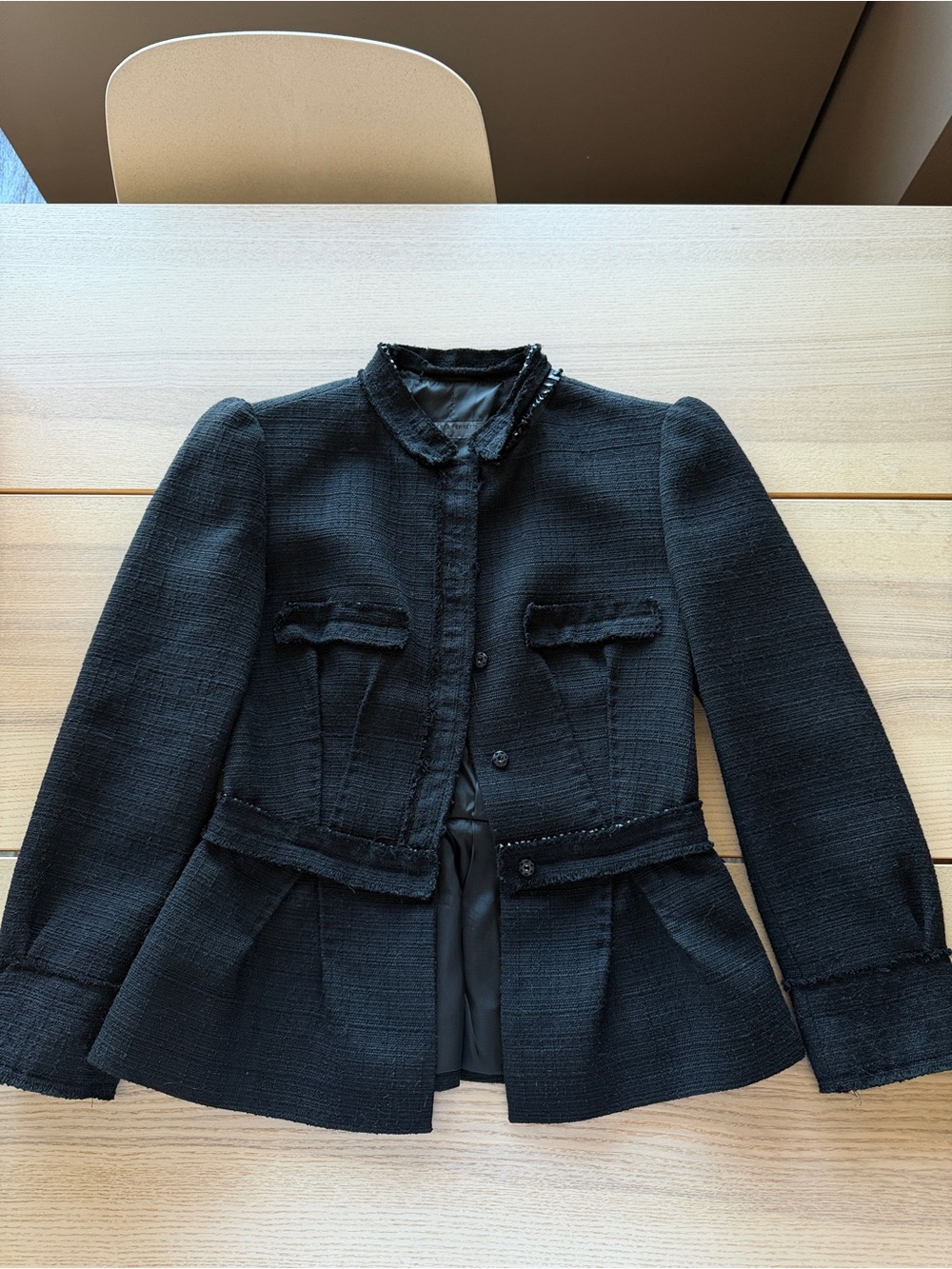 Alberta Ferretti Black Textured Peplum Jacket